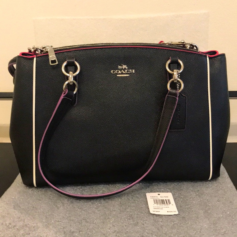 NWT! Coach- Black and rare pink-purple line handbag